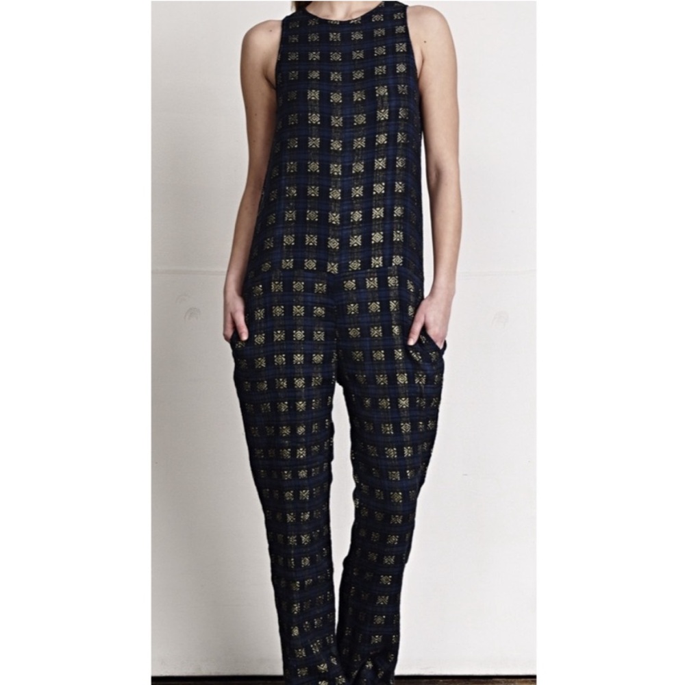 Ace and jig patina jumpsuit romper gold thread with pockets size xs